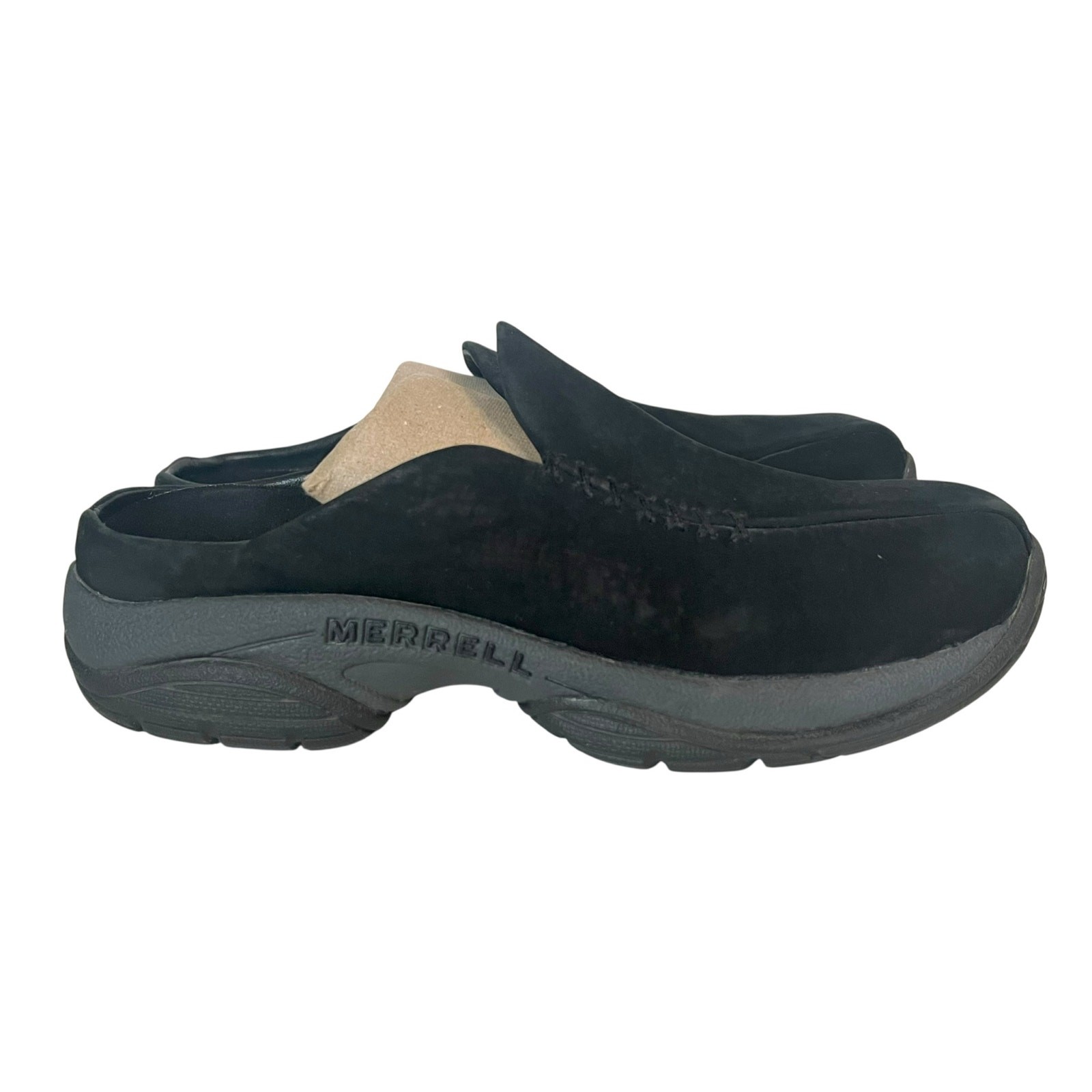 Zoccoli Merrell Primo Seam Mule da donna taglia 7 5 neri in nabuk scarpe comode