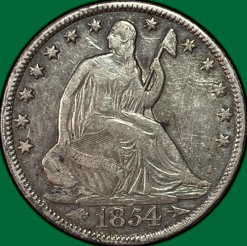 1854-O Seated Liberty Half Dollar Extremely Fine XF Coin, Cleaned #33888