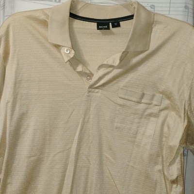 BOSS Hugo Boss BOSS Golf Men s Solid Beige Polo Shirt L Short Sleeve Button