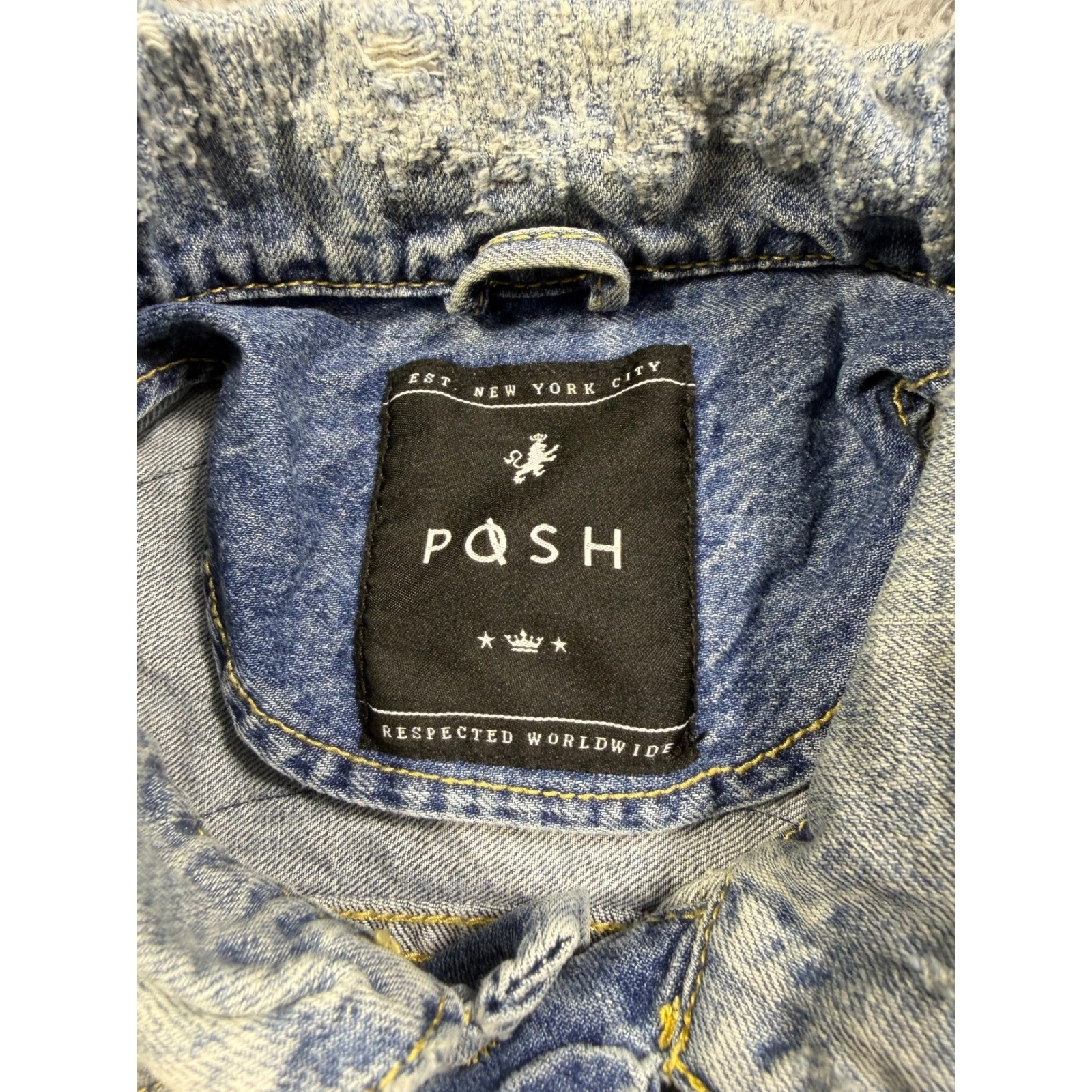 Posh NYC Metro Boomin Trap House Distressed Denim Jacket Light Wash Mens Small - product detail image 3