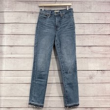 Madewell The Perfect Vintage Jean Size 26 High Rise Straight Raw Hem Denim Blue