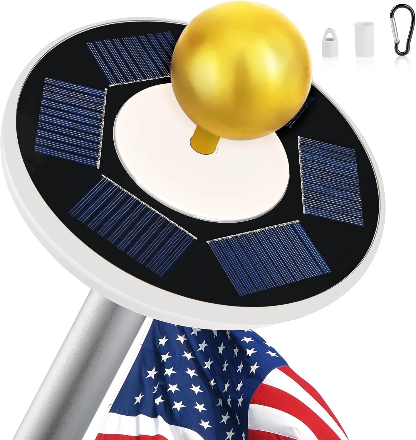 Flag Pole Light Solar Powered, 1600 Lumen 29 LED Extra Bright Silver Flagpole Li