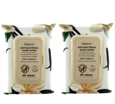 Biopure Anti-Bacterial Hand Wipes w/Aloe + Vitamin E, Cozy Vanilla - 2 Pack