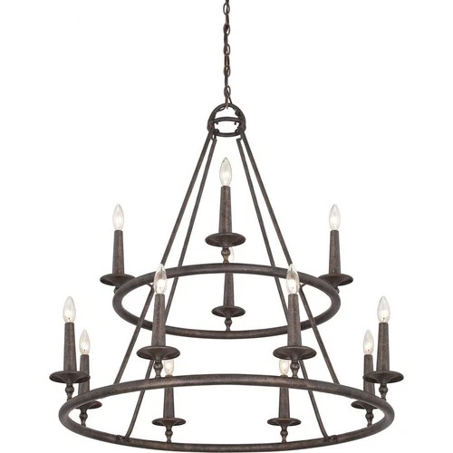 Voyager Chandelier 12 Light Steel - 36 Inches high Chandelier Quoizel Lighting - Picture 6 of 7