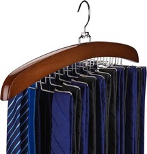 Tie Rack Tie Hanger 24 Hooks Wooden Tank Top Hanger Belt Organizer for Closet