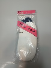 Vintage Pom Pom Socks White And Navy Size 6 1/2 - 8.