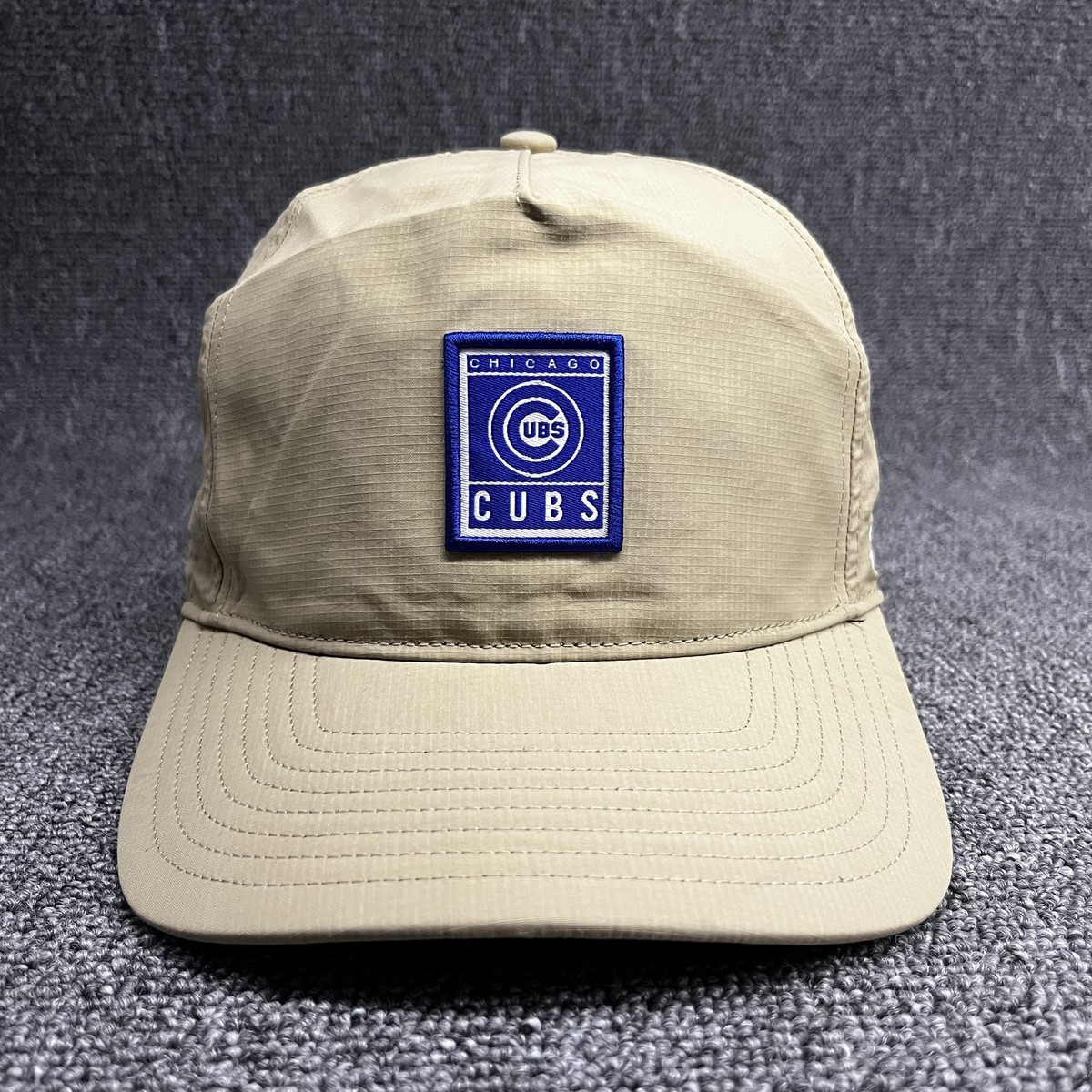 New '47 Brand Chicago Cubs Khaki Ripstop Snapback Hat Blue Square Patch Cap