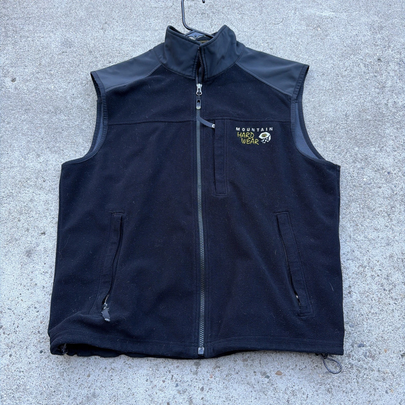 Mountain Hardwear Vest Men L Black Full Zip Softshell Fleece Lined Trail Camp