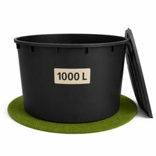 Regentonne 1000 Liter mit Deckel , Regenfass XXL, Regenwassertank schwarzer HDPE