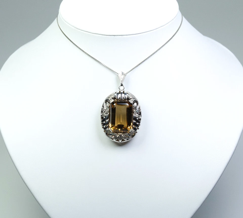 Argento - Antico Grande Stile Liberty Rimorchio - Naturale 24.50 CT Citrino - Immagine 2 di 4