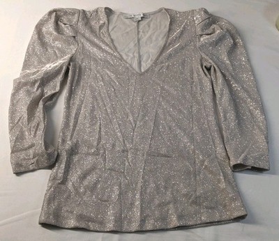 NWT Hyfve Sparkly Long Puff Sleeve  Cocktail Top Holiday M