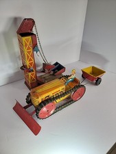 Vintage Marx Tin Litho Bulldozer Wind-up Toy With Ohio Art Conveyor