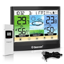 Weather Stations Wireless Indoor Outdoor Thermometer Hygrometer with Dew Poin...