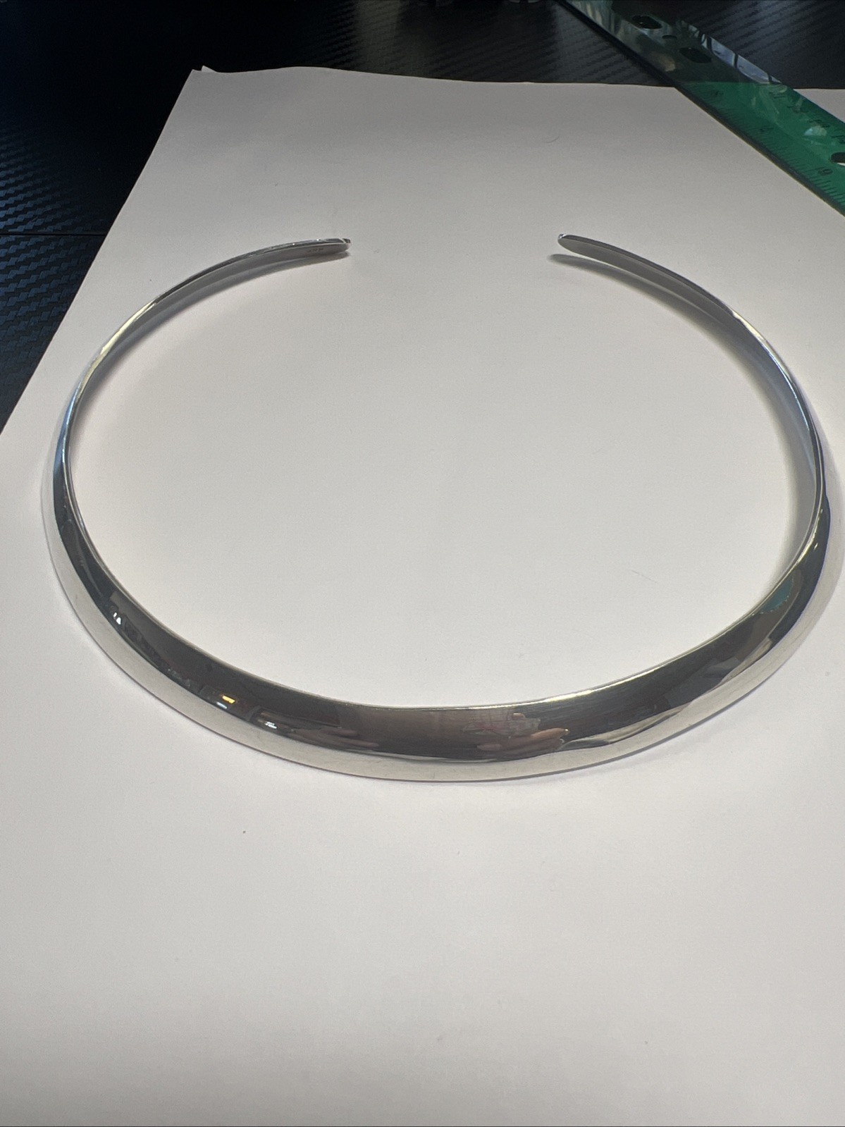 Solid Sterling Silver Torque Choker Necklace 925 … - image 1