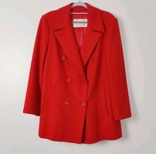 Vintage Pendleton Peacoat 6 8 Size Medium Wool Red Winter Pea Coat USA Jacket