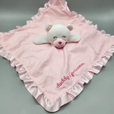 Carters Pink White Bear Baby Security Blanket Lovey Daddys Princess Rattle Plush