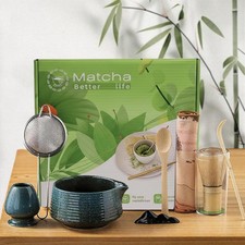 8 Pcs Matcha Whisk Set Chasen Matcha Whisk Bowl with Spout Sifter Spoon Scoop...