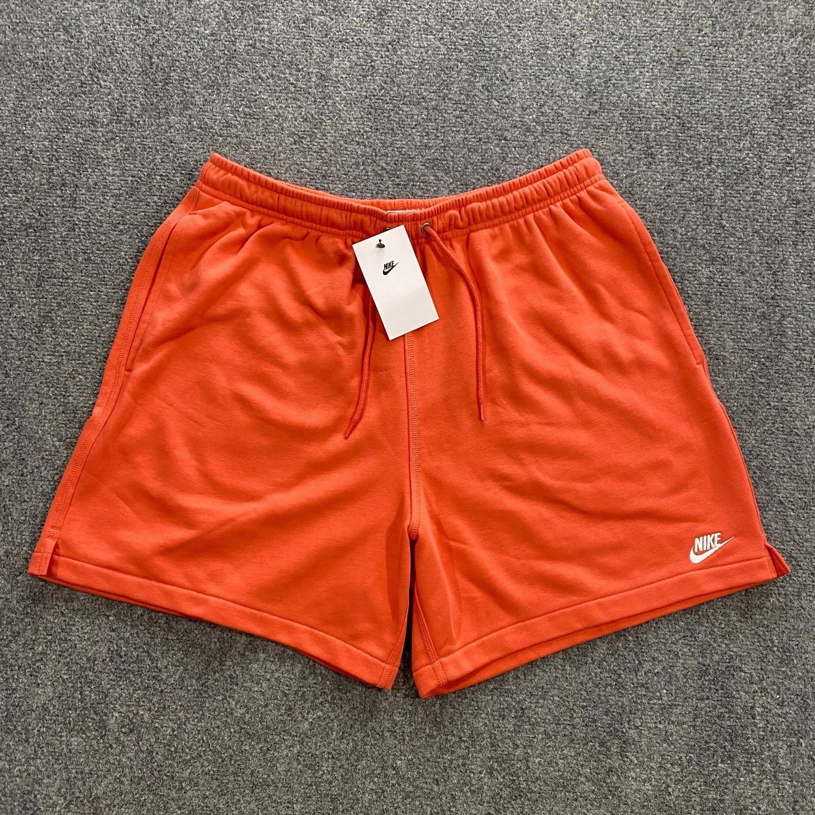 Nike Club French Terry Flow Shorts Coral Orange Swoosh Gym FN3520-814 xl $55