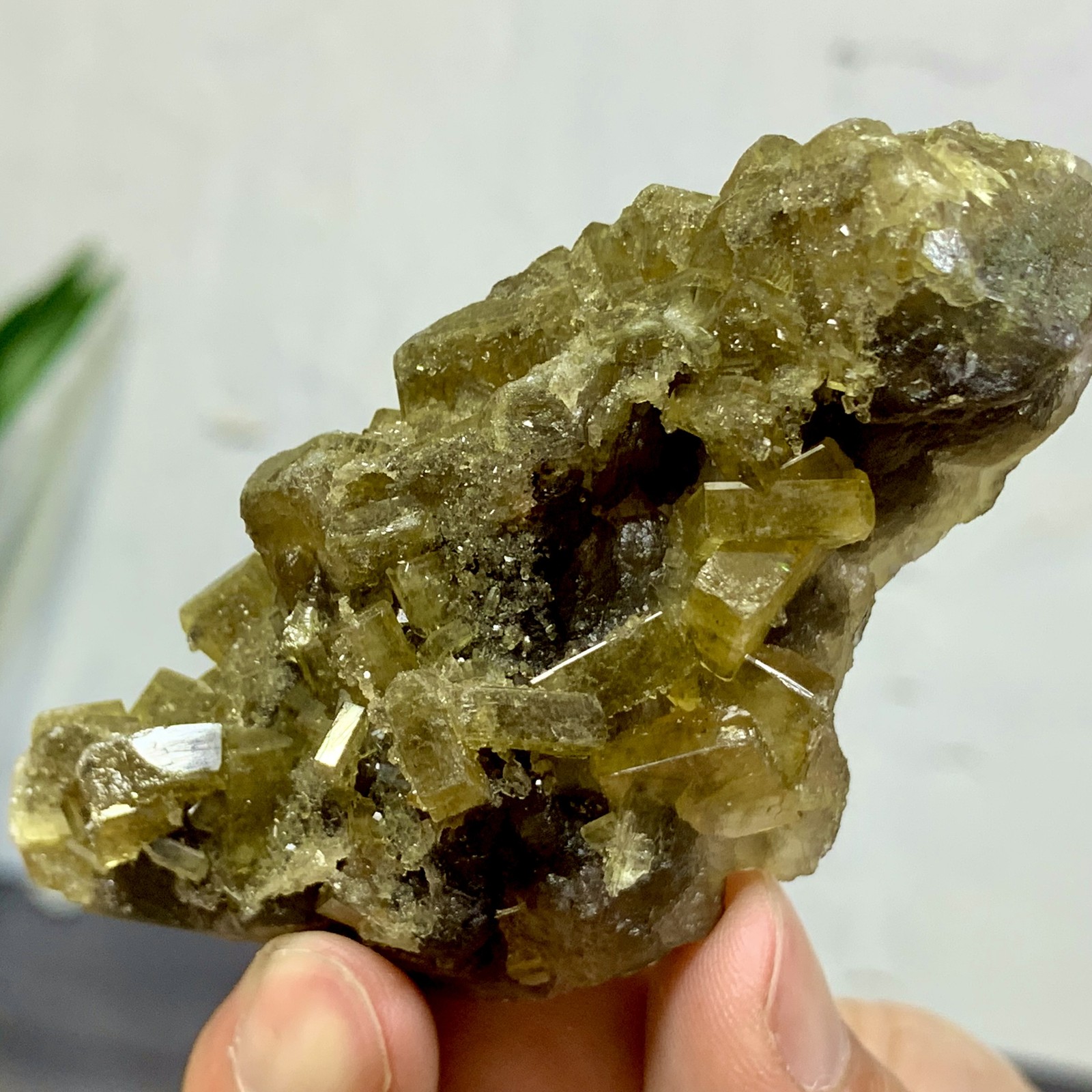 135g Golden Cuboid Barite Crystal on Purple Spherical Fluorite Base