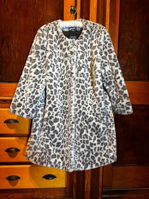 Dennis by Dennis Basso Women's Sheared Faux Fur Topper Leopard Print Jacket XL