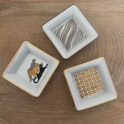 Vintage Cartier Set Of 3 Jewelry Dish Trinket Porcelain Ash Tray