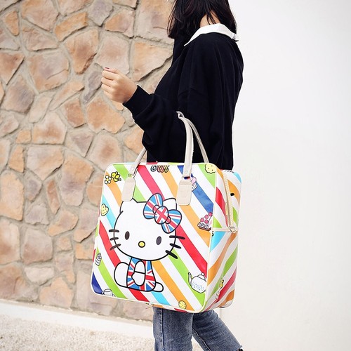 Mujeres Bolso de Viaje de Cuero Bolsos De Hello Kitty viaje de fin de  semana Bolso Equipaje Portátil | eBay