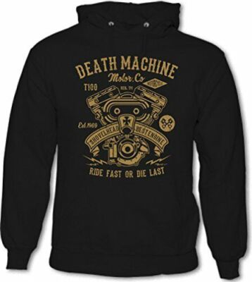 Death Machine Mens Biker Hoodie Motorbike Motorcycle Bike