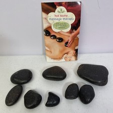 Hot Stone Massage Therapy River Stones  Manual Book 8 Rocks Pre Owned