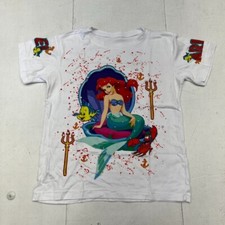 White Mermaid Printed Short Sleeve T-Shirt Girls Size Small