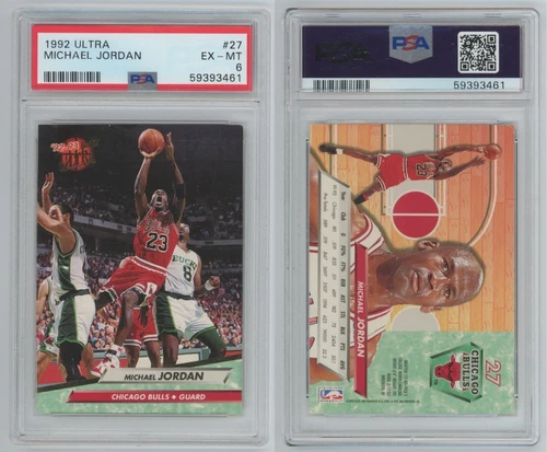 1992-93 Fleer Ultra Basketball Card #27 Michael Jordan Bulls PSA 6 EX-MT