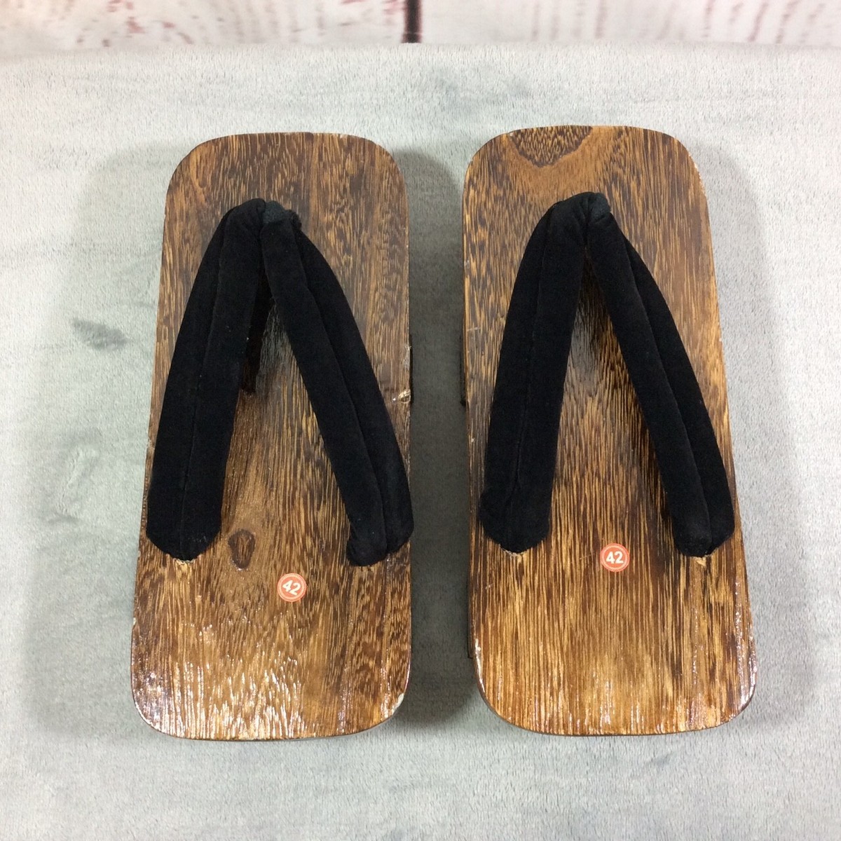 Vintage- Traditional Tatami Zori Sandals with Black Velvet Thong Men main image 2