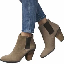 Sole Society LYLEE Sand TAN GENUINE Suede Ankle Booties-SIZE 8.5