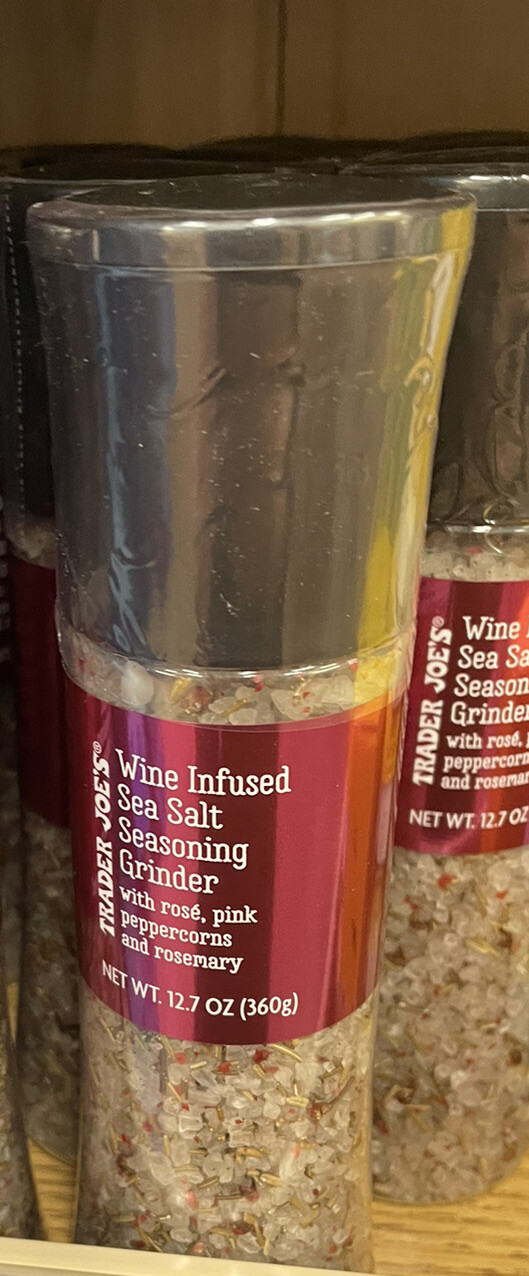 TRADER JOE'S Wine Infused Sea Salt Grinder, w/Rosé Pink Peppercorn