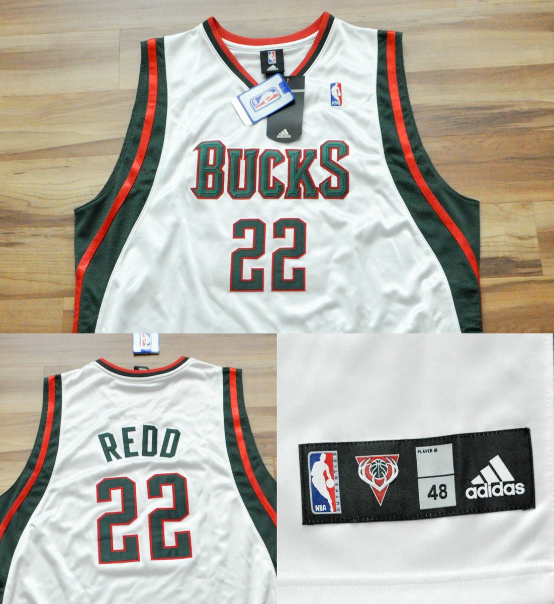 Michael Redd Milwaukee Bucks Adidas Jersey Authentic Sewn NBA Men 48 XL  *READ*