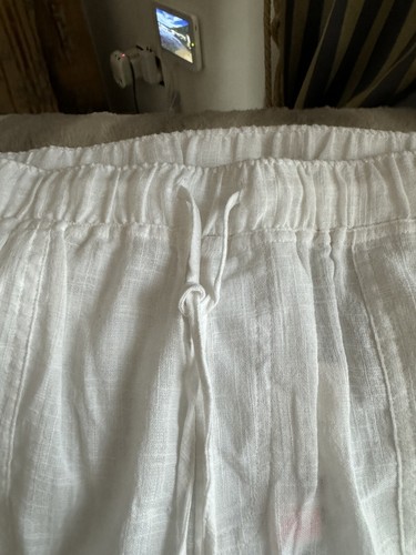 White Linen wide leg trousers XL - Picture 2 of 11
