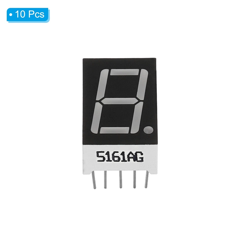 10Pcs Common Cathode 7Segment 10Pin 1Bit 2.2V 0.56" LED Display Yellow Green - Image 3 of 4