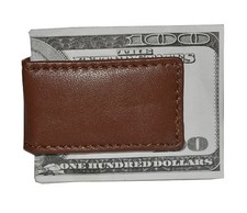 Men's New Leather Strong Magnetic Money Clip Brown