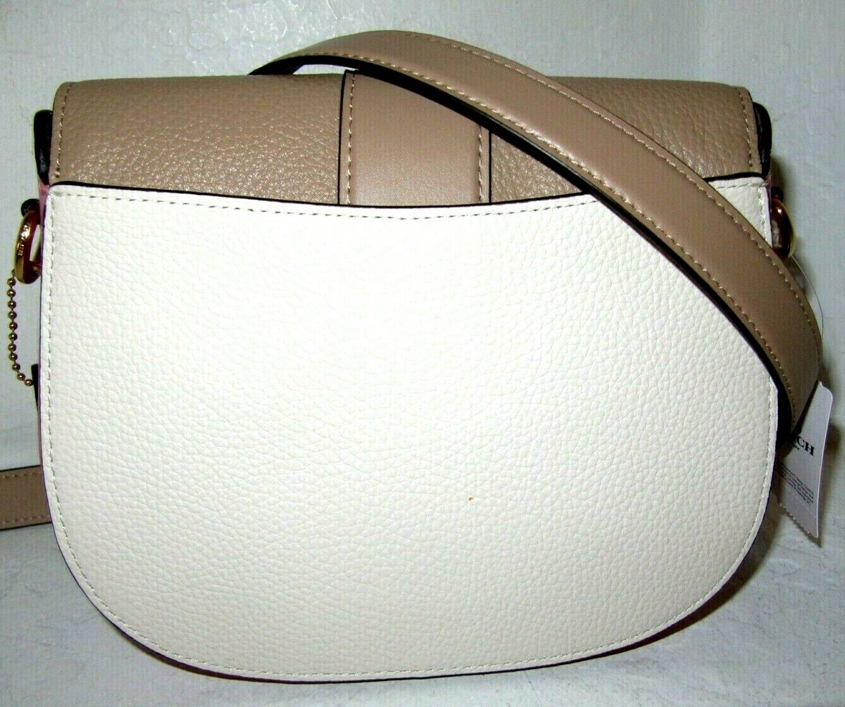 関税込＋完売品★COACH★C3596 ie Saddle Bag Coach New C3596 Georgie Saddle Bag Color block Leather Taupe