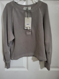Barefoot Dreams MC Henley Pullover Sweater Girls Size 6-7 Grey Brushed Terry 