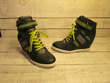 bottInes compensées hogan rebel  cuir façon python  noir/vert anis/gris 38,5