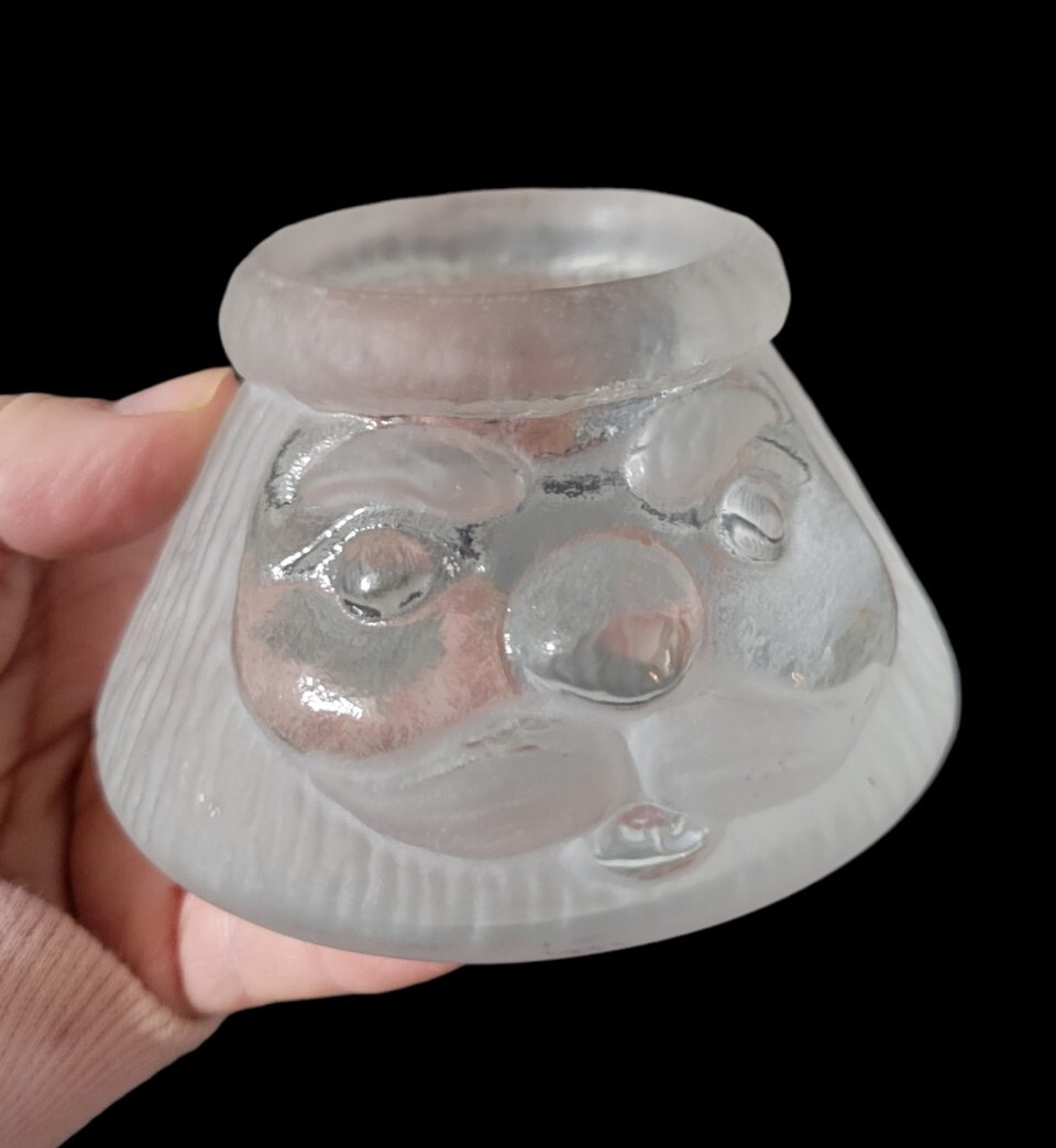 Nybro Crystal Santa Claus Candle Holder Satin Clear Sweden