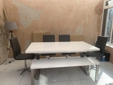 White Dinning Table, 4 chairs And Bench