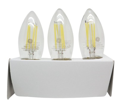 GE 60w Refresh LED Decorative Bulb Cool Daylight E26 Base 500 Lumen Dimmable 3pk