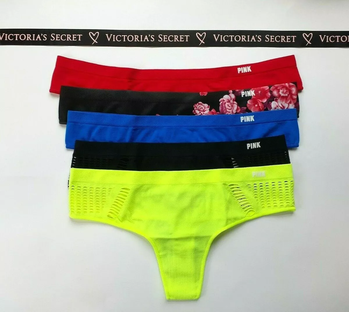 Victorias Secret Yoga Seamless Fishnet THONG Panty SEXY No Show NWT Neon  PINK VS