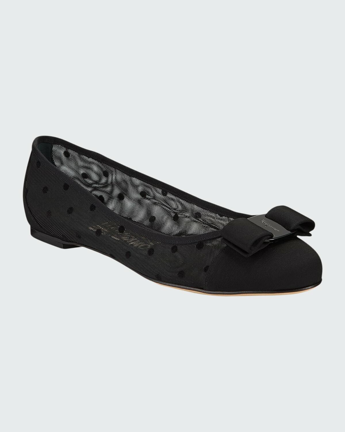 NIB NEW Salvatore Ferragamo Varina Polka Dot black ballet flats 5