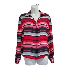 I.N.C. Long Sleeve Button Up Striped Blouse Women's SIZE 8