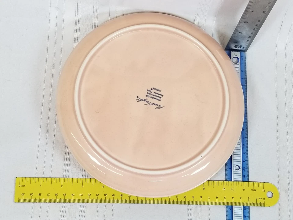 2 Oneida Russel Wright Dinner Plates Round 9 3/8” Coral Pink Stoneware MCM - Image 4 of 4