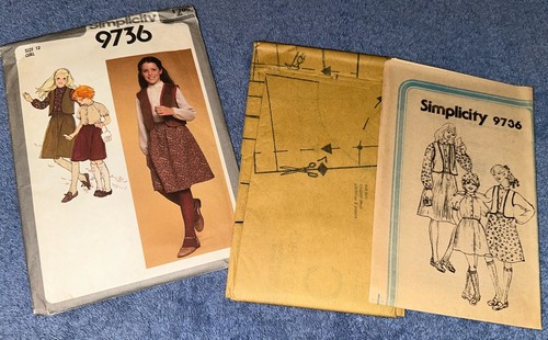 Simplicity 9736 Girls 12 Vintage Sewing Pattern Skirt Bolero Vest Blouse - Picture 4 of 4