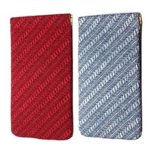 Calabria Squeeze Top Eyeglass Case Soft Faux Leather Red/Blue 2 Pack Women Braid