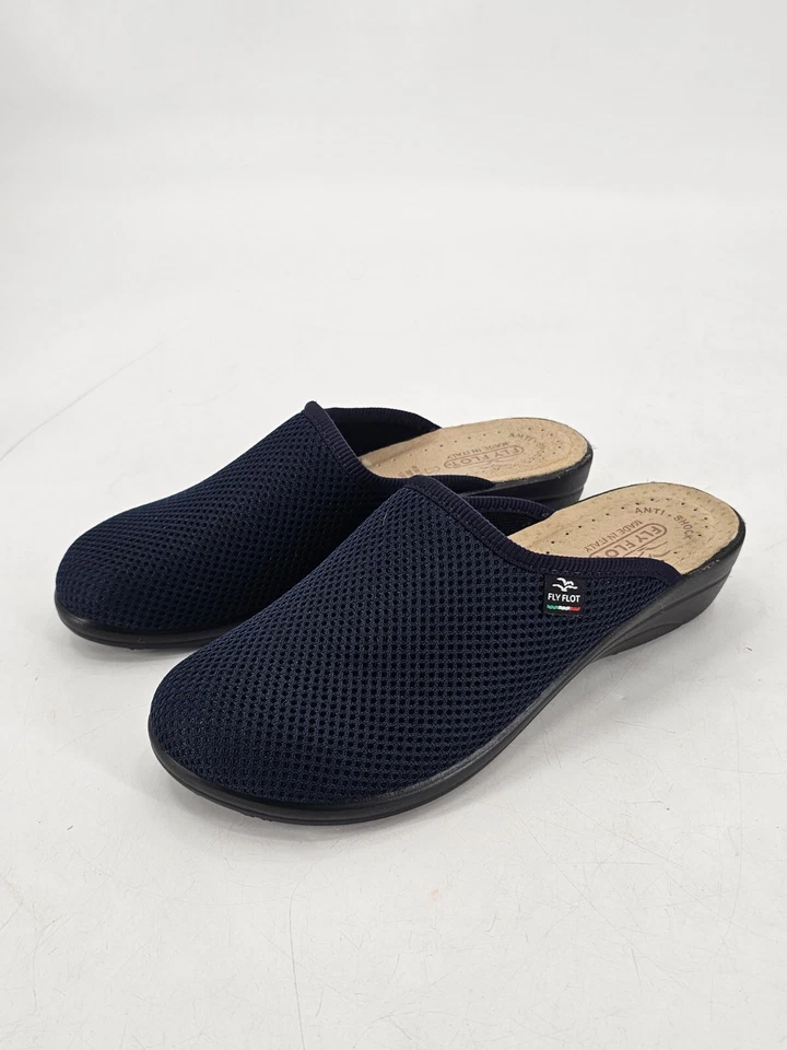 Zuecos de mula de malla azul FLY FLOT cuero anatómico anti golpes para mujer talla 39 EU 8 EE. UU. Foto 3 de 4